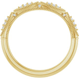 14K Gold Round Natural Diamond Vintage-Inspired Contour Band - 07 CTW - Yellow Gold - view 2