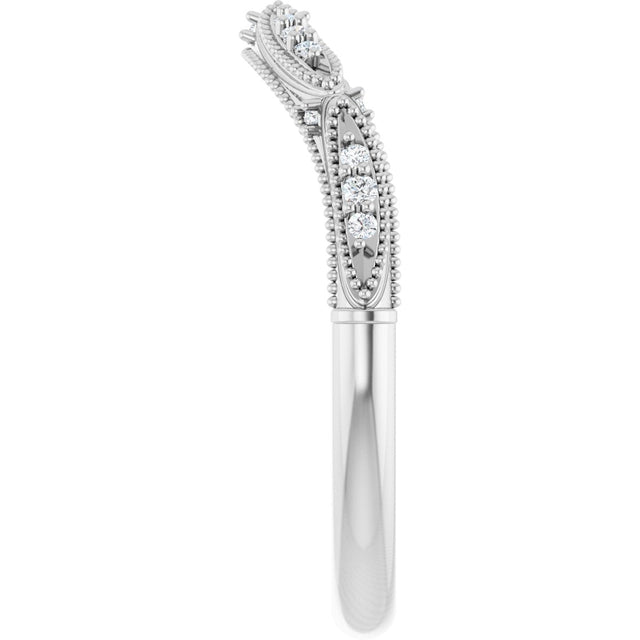 Platinum Round Lab-Grown Diamond Vintage-Inspired Contour Band - 07 CTW - view 4