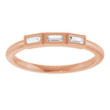 14K Gold Straight Baguette Lab-Grown Diamond Bezel-Set Three-Stone Anniversary Band - 1/10-1/6 CTW - Rose Gold - view 8