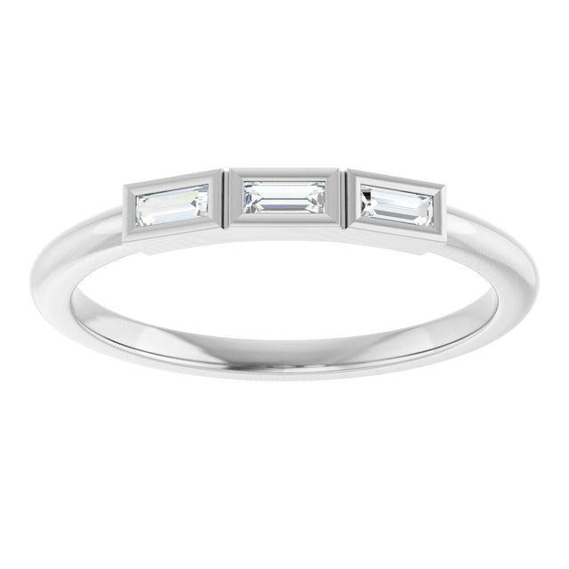Platinum Straight Baguette Lab-Grown Diamond Bezel-Set Three-Stone Anniversary Band - 1/10-1/6 CTW - view 8