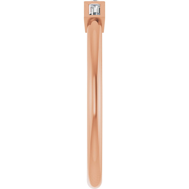 14K Gold Straight Baguette Natural Diamond Bezel-Set Three-Stone Anniversary Band - 1/10-1/6 CTW - Rose Gold - view 9