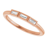 14K Gold Straight Baguette Natural Diamond Bezel-Set Three-Stone Anniversary Band - 1/10-1/6 CTW - Rose Gold - view 10