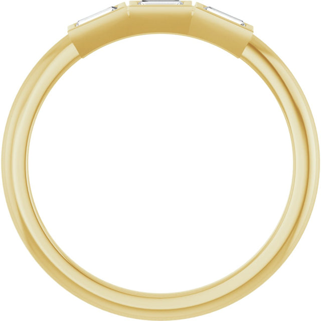 14K Gold Straight Baguette Natural Diamond Bezel-Set Three-Stone Anniversary Band - 1/10-1/6 CTW - Yellow Gold - view 7