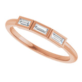 14K Gold Straight Baguette Lab-Grown Diamond Bezel-Set Three-Stone Anniversary Band - 1/10-1/6 CTW - Rose Gold - view 10