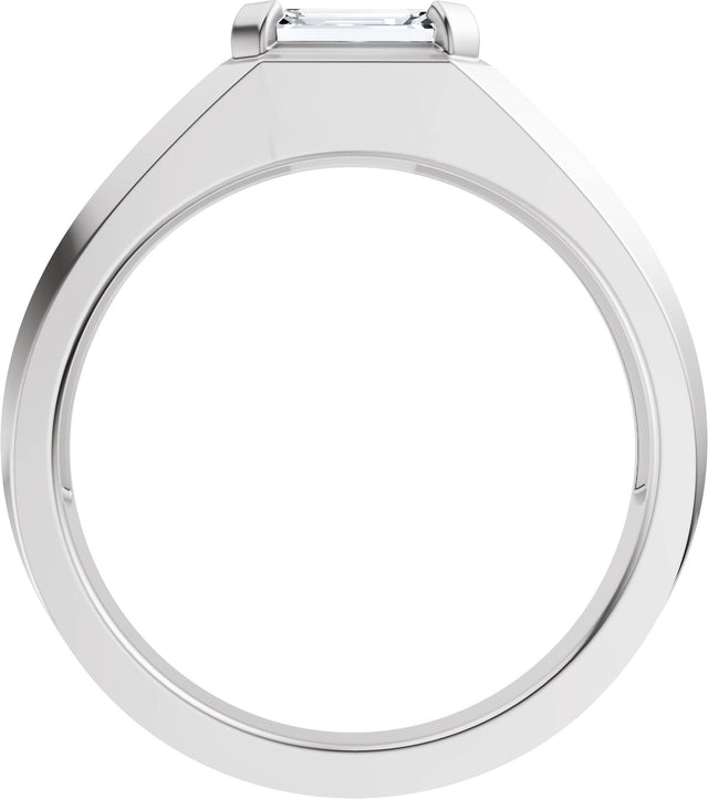 14K Gold Emerald Lab-Grown Diamond Beveled-Edge Solitaire Band - 1 CTW - White Gold - view 7