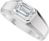 Platinum Emerald Lab-Grown Diamond Beveled-Edge Solitaire Band - 1 CTW - view 14