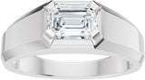 Platinum Emerald Lab-Grown Diamond Beveled-Edge Solitaire Band - 1 CTW - view 10