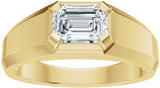 14K Gold Emerald Lab-Grown Diamond Beveled-Edge Solitaire Band - 1 CTW - Yellow Gold - view 5