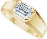 14K Gold Emerald Lab-Grown Diamond Beveled-Edge Solitaire Band - 1 CTW - Yellow Gold - view 7