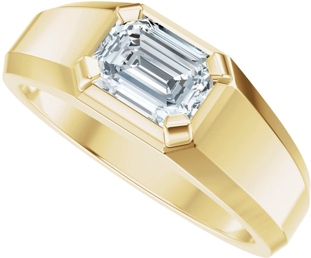 14K Gold Emerald Lab-Grown Diamond Beveled-Edge Solitaire Band - 1 CTW - Yellow Gold - view 7