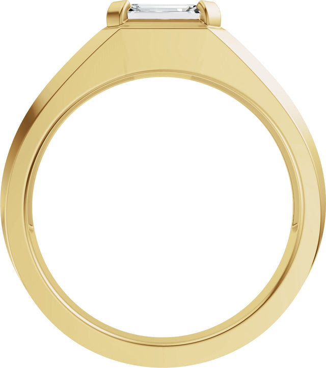 14K Gold Emerald Lab-Grown Diamond Beveled-Edge Solitaire Band - 1 CTW - Rose Gold - view 11