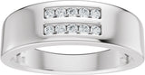 Platinum Round Lab-Grown Diamond Accented Tapered Flat Band - 1/6 CTW - view 3