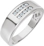 Platinum Round Lab-Grown Diamond Accented Tapered Flat Band - 1/6 CTW