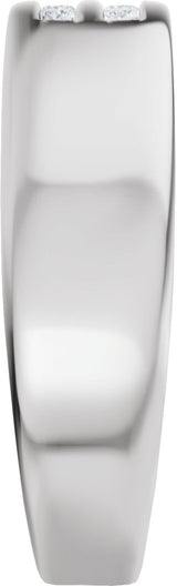 Platinum Round Lab-Grown Diamond Accented Tapered Flat Band - 1/6 CTW - view 4