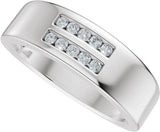Platinum Round Lab-Grown Diamond Accented Tapered Flat Band - 1/6 CTW - view 5