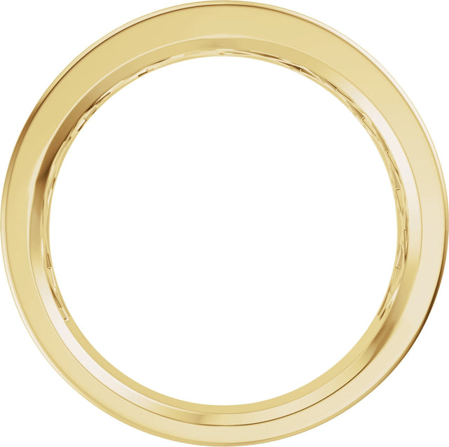 14K Gold Round Natural Diamond Accented Tapered Flat Band - 1/6 CTW - Yellow Gold - view 2