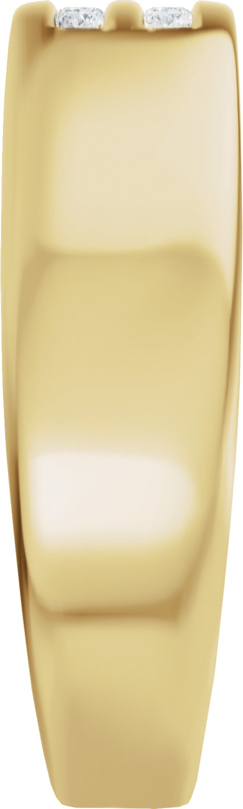 14K Gold Round Lab-Grown Diamond Accented Tapered Flat Band - 1/6 CTW - Yellow Gold - view 4