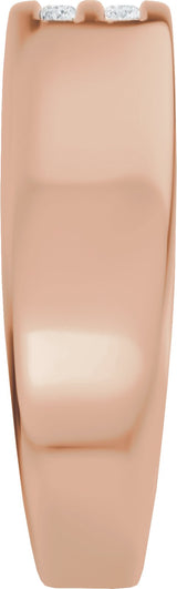 14K Gold Round Lab-Grown Diamond Accented Tapered Flat Band - 1/6 CTW - Rose Gold - view 4