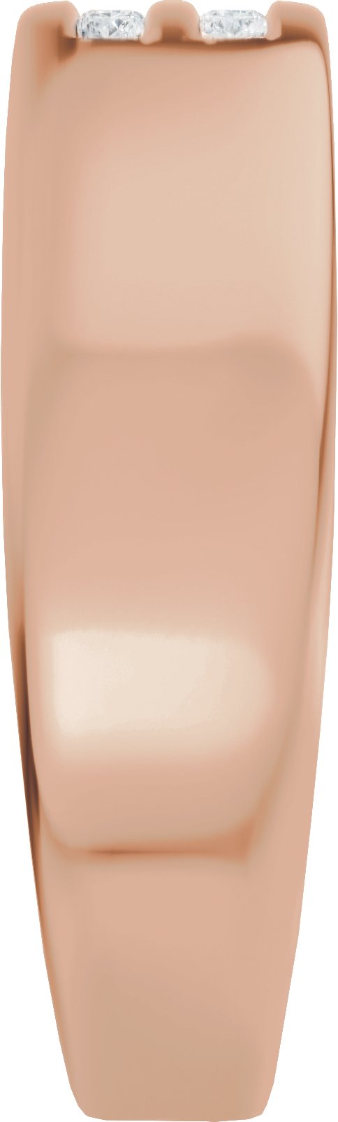 14K Gold Round Lab-Grown Diamond Accented Tapered Flat Band - 1/6 CTW - Rose Gold - view 4