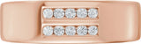 14K Gold Round Natural Diamond Accented Tapered Flat Band - 1/6 CTW - Rose Gold - view 3