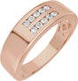 14K Gold Round Natural Diamond Accented Tapered Flat Band - 1/6 CTW - Rose Gold