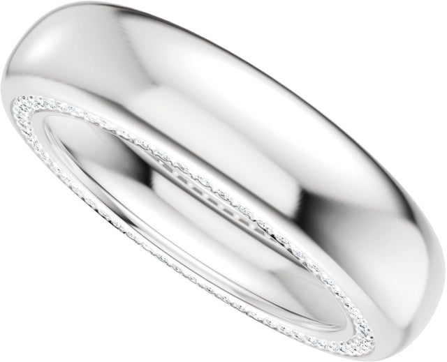 Platinum Round Lab-Grown Diamond Accented Half Round Band - 1mm Stones - view 10