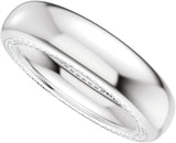 14K Gold Round Lab-Grown Diamond Accented Half Round Band - 1mm Stones - White Gold - view 10