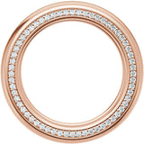 14K Gold Round Lab-Grown Diamond Accented Half Round Band - 1mm Stones - Rose Gold - view 7