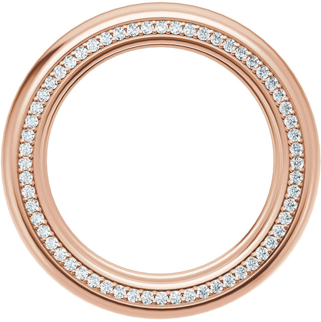 14K Gold Round Lab-Grown Diamond Accented Half Round Band - 1mm Stones - Rose Gold - view 7