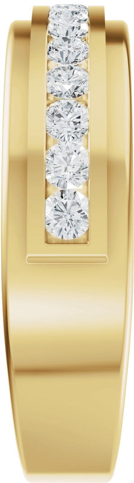 14K Gold Round Natural Diamond Stepped-Edge Channel-Set Flat Band - 5/8 CTW - Yellow Gold - view 9