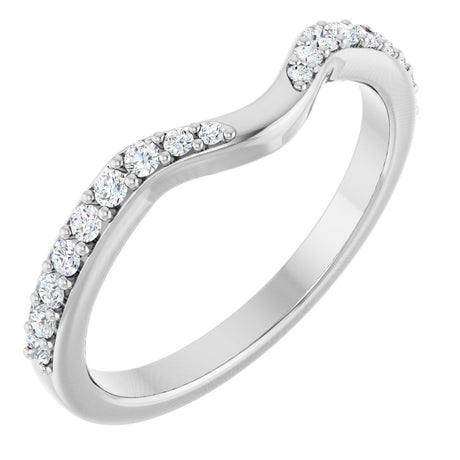 14K Gold Round Lab-Grown Diamond Accented Contour Band - 1/5 CTW - White Gold