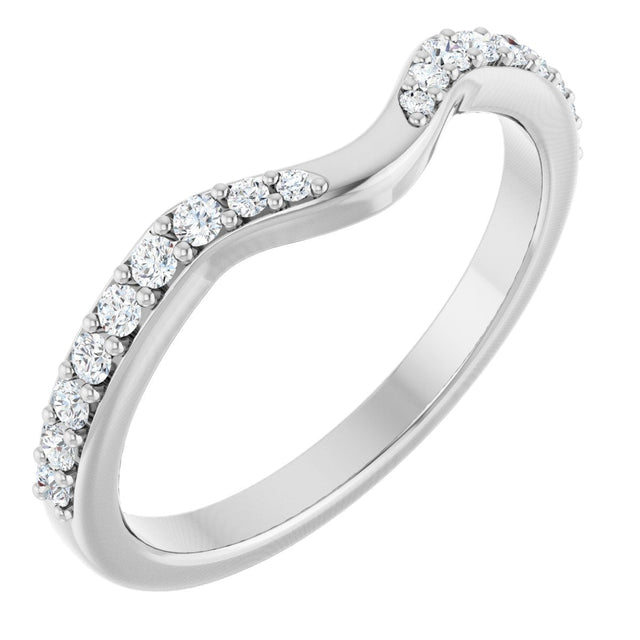 Platinum Round Natural Diamond Accented Contour Band - 1/5 CTW