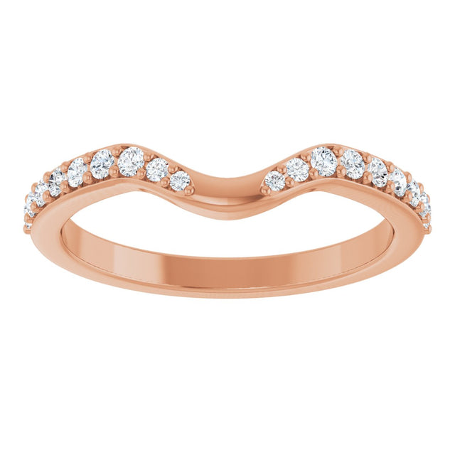 14K Gold Round Lab-Grown Diamond Accented Contour Band - 1/5 CTW - Rose Gold - view 3