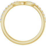 14K Gold Round Natural Diamond Accented Contour Band - 1/5 CTW - Yellow Gold - view 2