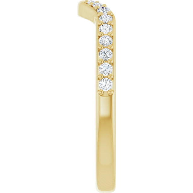 14K Gold Round Lab-Grown Diamond Accented Contour Band - 1/5 CTW - Yellow Gold - view 4