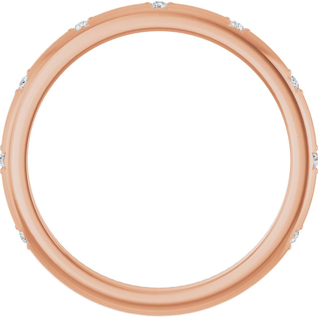 14K Gold Round Lab-Grown Diamond Anniversary Band - 1/8-06 CTW - Rose Gold - view 7
