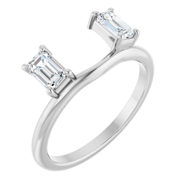 14K Gold Emerald Lab-Grown Diamond Wrap-Style Ring Enhancer - 5/8 CTW - White Gold