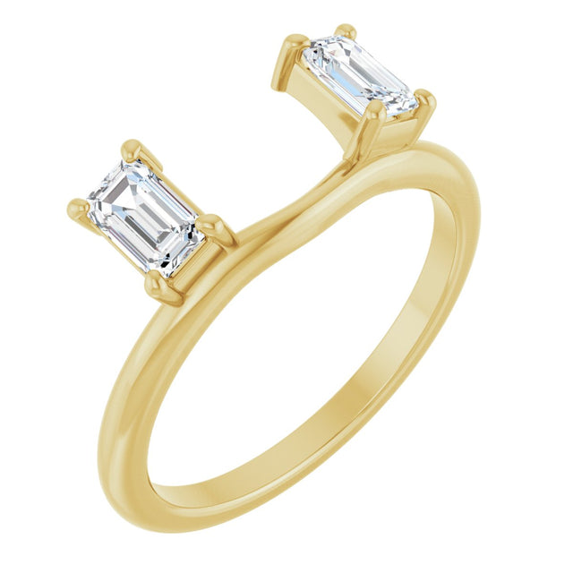 14K Gold Emerald Natural Diamond Wrap-Style Ring Enhancer - 5/8 CTW - Yellow Gold