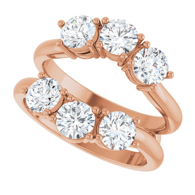 14K Gold Round Lab-Grown Diamond Ring Guard - 1 1/2-2 CTW - Rose Gold - view 5