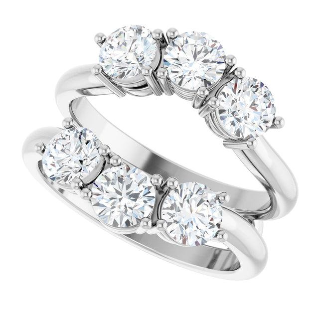 14K Gold Round Natural Diamond Ring Guard - 1 1/2-2 CTW - White Gold - view 5