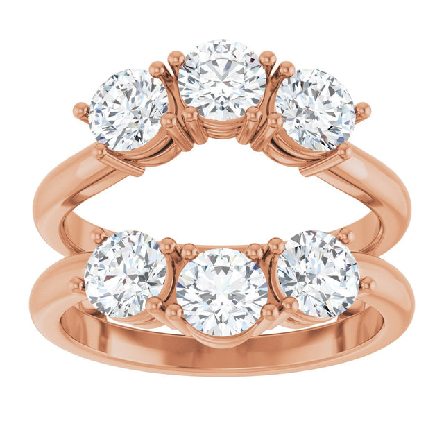 14K Gold Round Lab-Grown Diamond Ring Guard - 1 1/2-2 CTW - Rose Gold - view 3