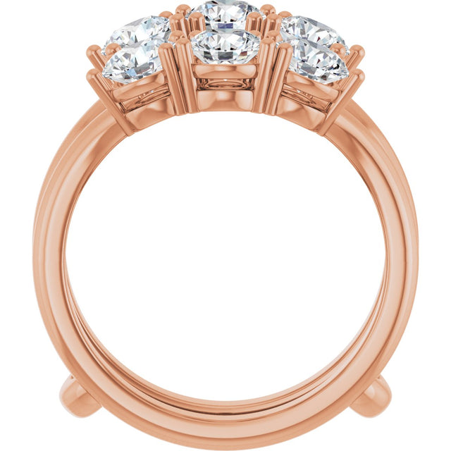 14K Gold Round Natural Diamond Ring Guard - 1 1/2-2 CTW - Rose Gold - view 2