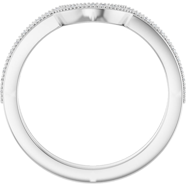 Platinum Round Lab-Grown Diamond Milgrain Edge Accented Contour Band - 1/8 CTW - view 2