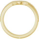 14K Gold Round Lab-Grown Diamond Milgrain Edge Accented Contour Band - 1/8 CTW - Yellow Gold - view 2