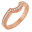 14K Gold Round Lab-Grown Diamond Milgrain Edge Accented Contour Band - 1/8 CTW - Rose Gold