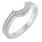 Platinum Round Lab-Grown Diamond Milgrain Edge Accented Contour Band - 1/8 CTW