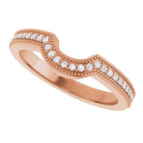 14K Gold Round Lab-Grown Diamond Milgrain Edge Accented Contour Band - 1/8 CTW - Rose Gold - view 5