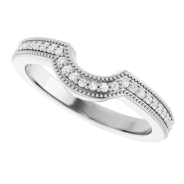 Platinum Round Lab-Grown Diamond Milgrain Edge Accented Contour Band - 1/8 CTW - view 5