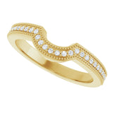 14K Gold Round Lab-Grown Diamond Milgrain Edge Accented Contour Band - 1/8 CTW - Yellow Gold - view 5