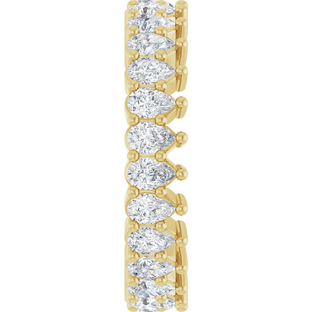 14K Gold Pear Natural Diamond Eternity Band - 3x2mm Stones - Yellow Gold - view 9